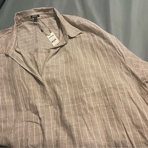 Express NWT boyfriend Beige Striped Button Down Shirt